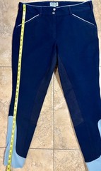 Dover Full Seat breeches- Size 32 Navy with Light blue piping