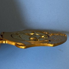 Vtg Gold Tone Archery Archer & Eagle Sagittarius Shield Shaped Medal Charm Italy