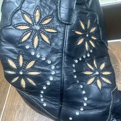 Women’s Black Western Equestrian Boots Floral Cutouts Size 8.5 NW3045