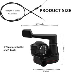 7/8 Inch Thumb Throttle Kit with Cable, Universal ATV Dirt Bike Throttle, 50-250