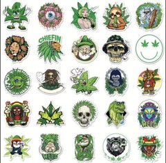 50 Piece Weed Leaves Stickers Smoking Graffiti for Skateboard Luggage Laptop USA