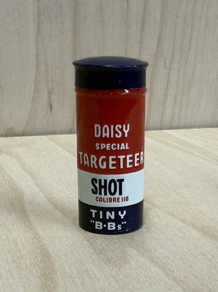 Vintage Daisy Targeteer BBs Metal Tin Container Shot 118 Caliber 1/2 Full