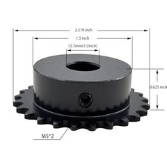 #25 Roller Chain Sprocket Type B 12.7mm Bore 25 Tooth, Hardened Antirust 1045