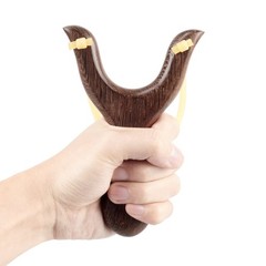 BASUNE Solid Wooden Slingshot with Classic Construction Hunting Deep Brown