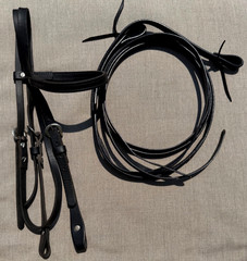 WEAVER Western Horse Browband Headstall w/ Split Reins BLACK LEATHER BRIDLE SET