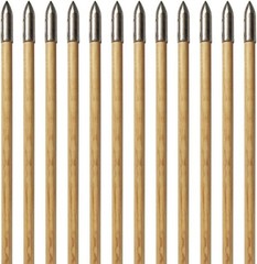 12PCS Wooden Archery Arrows – 33″ Shaft, Real Turkey Feathers for Longbow