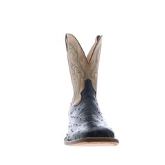 Tony Lama Castillo Full Quill Ostrich Made In USA Mens Black Western Boots