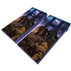 KT Cornhole Wraps Fantastical Landscape laminated Cornhole Vinyl Wraps / Sticker