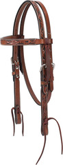Floral Carved Pony Brow Band Headstall Chestnut 5/8 45-0146