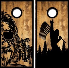Patriotic Bigfoot Cornhole Board Wrap LAMINATED Decal Vinyl Sticker #4182