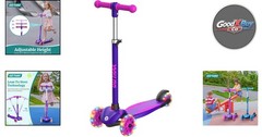 Kids Kick Scooter with LED Lighted Wheels Adjustable Height Handlebar & Widen…