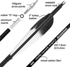 Carbon Arrow SP500 28″ 30″ 31″ Shaft Archery Recurve Compound Bow Hunting Target