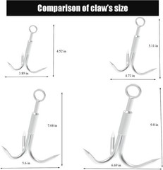 Grappling Hook with 3-Claw Stainless Steel,3 Claw Climbing Carabiner Hook for…