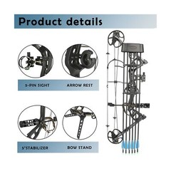 Compound Bow Kit, Hunting & Targeting, Limb Made in USA, Draw Weight 0-70 lbs…