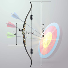 Topbows 56″ Recurve Bow with 30″ Max Draw 30 35 40 45 50lb Draw Weight Right Han