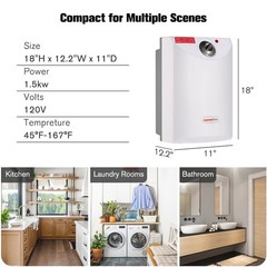 Thermoflow Electric Mini Tank Water Heater, 4.0 Gallon 120V Corded Under Sink…