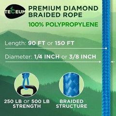 Rope – 1/4” & 3/8” – 90 FT | 150 FT – Strong All-Purpose Utility Rope – C
