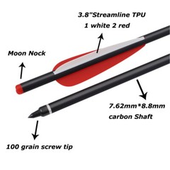 12PCS 22» Crossbow Bolts Carbon Arrows +12 Broadheads 100 grain Target Hunting