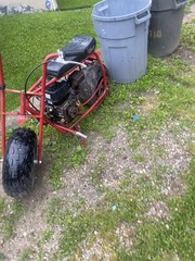 Red/Black Gas Mini Motorcycle with Seat, Integrated Footrest