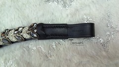 Horse Leather Browband with Grey Crystal White Leaf shape Crystal browband
