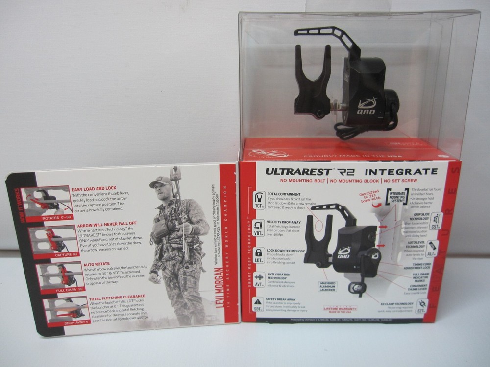 New QAD Ultrarest R2 Integrate Arrow Rest Full Arrow Containment New, RH w/Knife