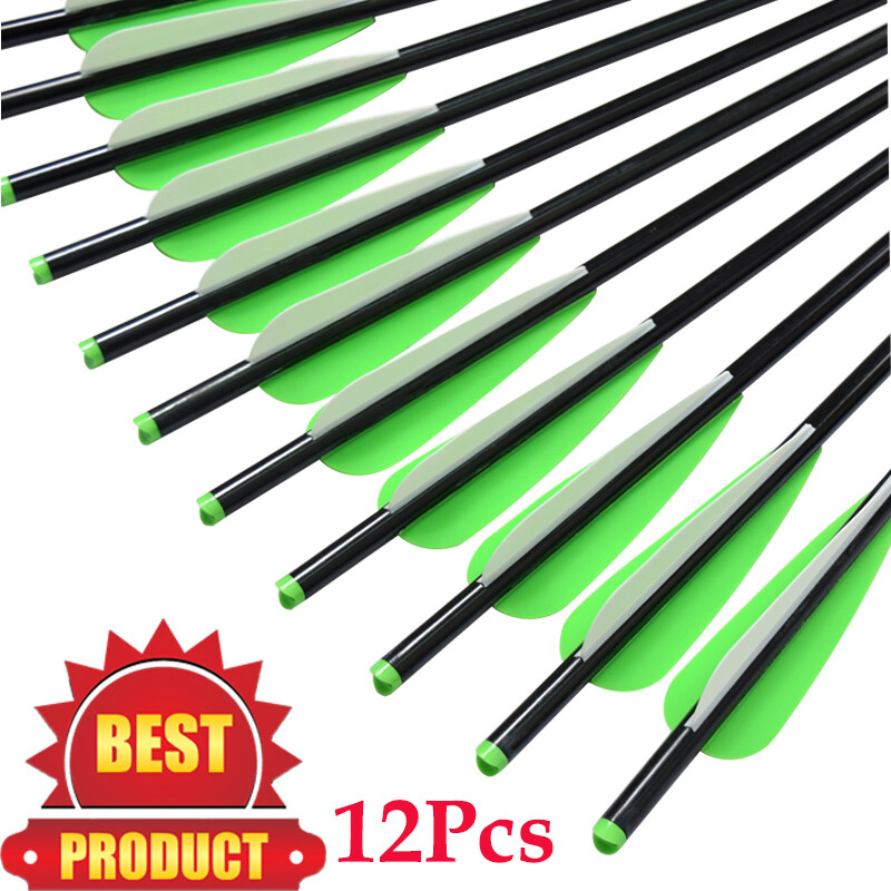 12Pcs Aluminum Crossbow Bolts 22» Target Hunting Practice Arrows for Outdoor