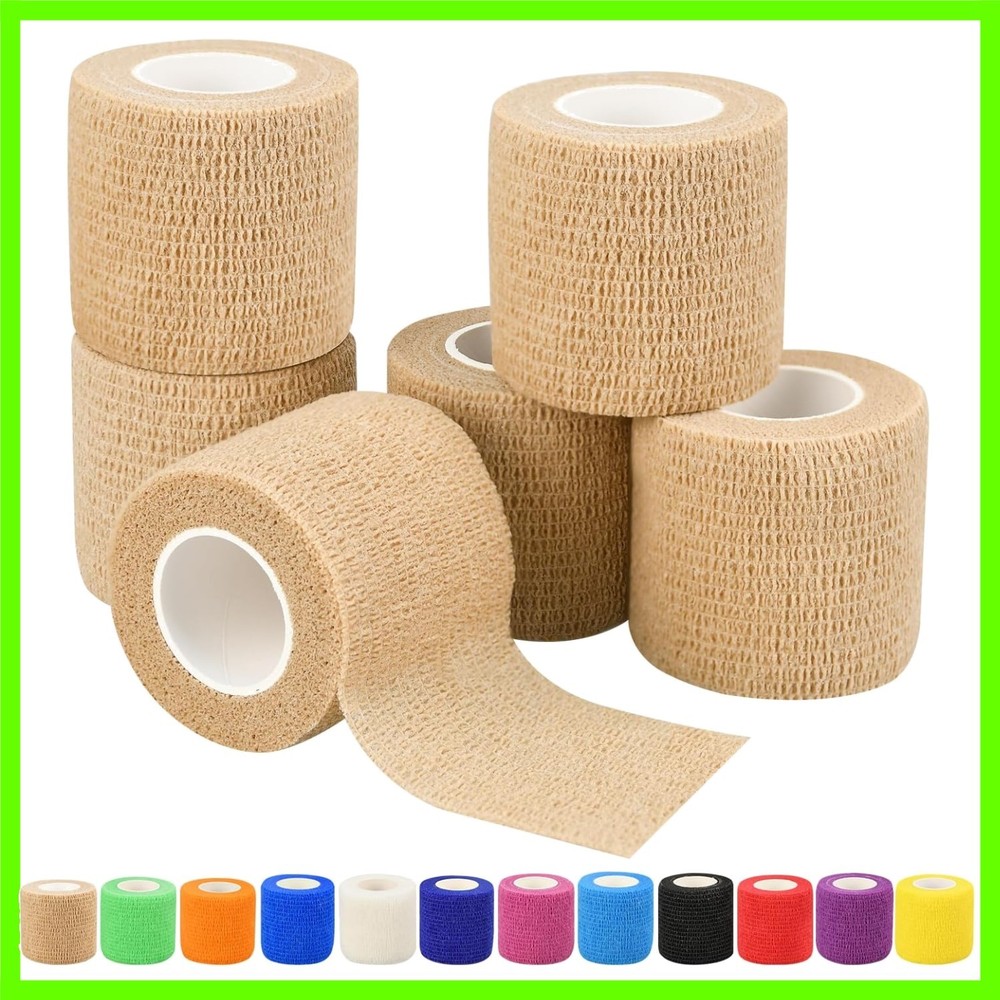 6pcs 2in Self Adhesive Bandage Wraps, Vet Wraps, 12 Colors to Choose, 5 Yard …