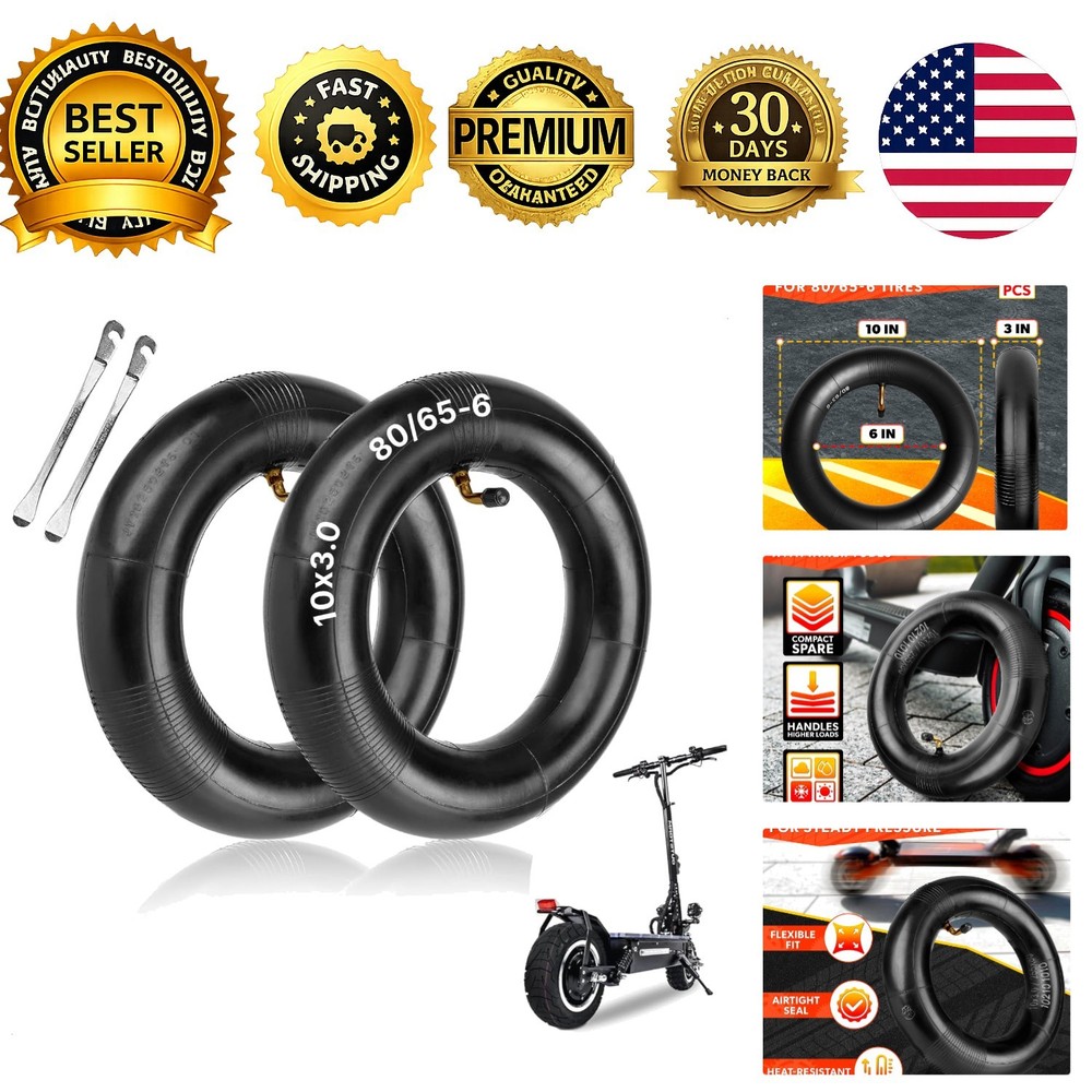 2 Pack 10x3in Electric Scooter Inner Tube 80 65-6 Rubber Tire Tube Set 2 Tire