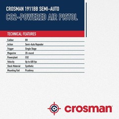 Crosman 1911BB .177 Cal Air Pistol CO2 BB Gun w/ 1500 BBs & 5 CO2 (40001)