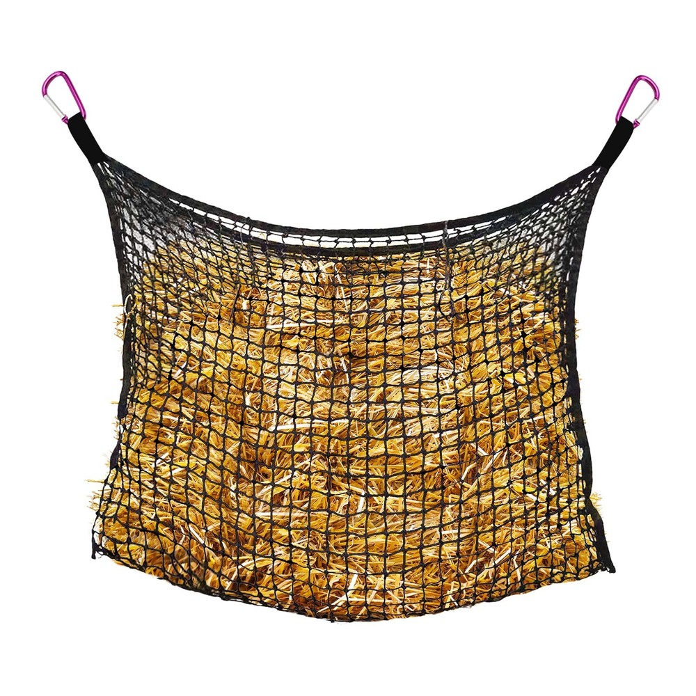 Bloomoak Knotless Slow Feed Hay Net with 4 Carabiner Clips for Horses/Open To…