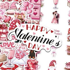 30Pcs Random Cute Love Theme Happy Valentine’s Day Waterproof Stickers Decals
