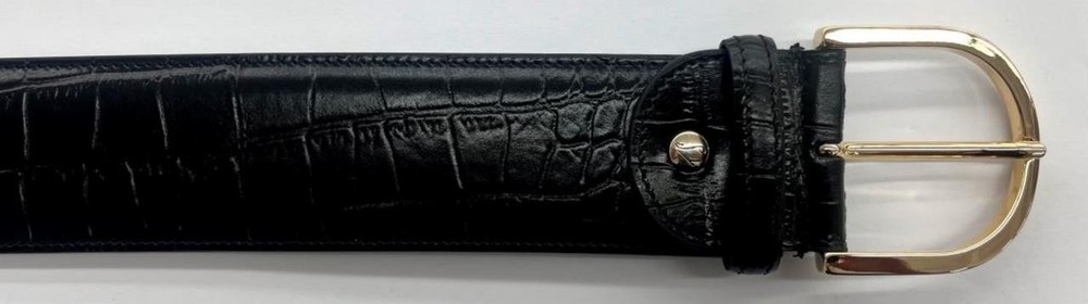 Tailored Sportsman Skinny Leather Belt – What A Croc! – Black/Gold