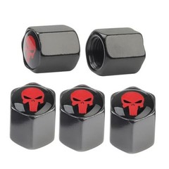 Tire Valve Stem Caps 5 pcs Aluminum Alloy,Anodized Aluminum Tire Skull red