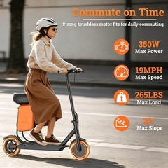LADPED Adults Electric Scooter with Seat 8.5″ 19MPH Commuter E-Scooter 15Miles