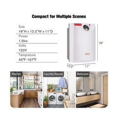 Thermoflow Electric Mini Tank Water Heater, 4.0 Gallon 120V Corded Under Sink…