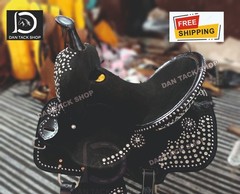 Bling Barrel Racing Horse Saddle Suede Covered Leather Saddle with Tack set
