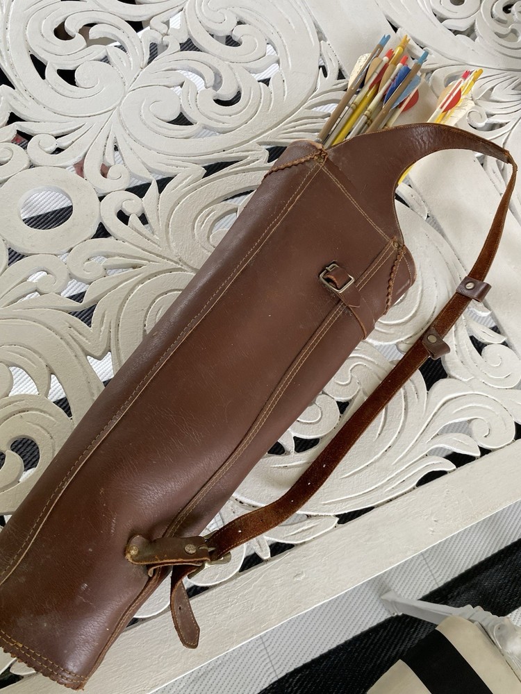 Vintage Archery Black Hawk Cravotta Brothers Swift 1816 Arrows Leather Quiver