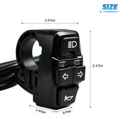 Motorcycle Head Light Turn Switch, 3 in 1 Ebike Light Horn Turn Signal ON/Off