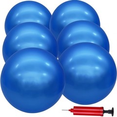 6Inch Inflatable Bouncy Balls Set with Hand Pump 6 Pieces, Blue