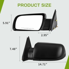 Left Driver Side Mirror Compatible with GMC 1988 For 89-99 C/K1500 Manual LH