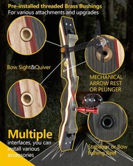US 62″ 20-50LBS Takedown Recurve Bow Kit Wooden Archery Arrows Target Hunting RH