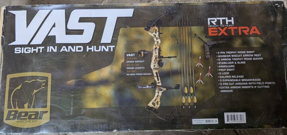Bear Archery Vast RTH Extra RH Compound Bow 70lb 26-30in 32in Camo