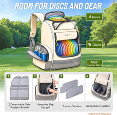Bosynoy Disc Golf Bag with Clear Phone Holder, 20+ Discs Disc Golf Backpack with