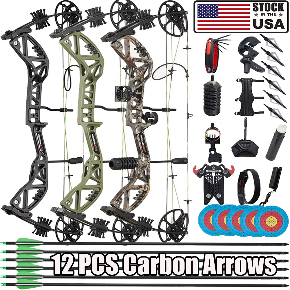 Adjustable 30-70lbs Compound Bow Archery Accessory Set Outdoor Target Hunting RH
