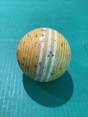 VINTAGE Yellow 3-STRIPE RIBBED 3.25″ CROQUET BALL REPLACEMENT Forster Large Size