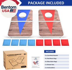 Portable Cornhole Board Set,24X16 / 30×20In Corn Hole Games for Adults with 8 Be