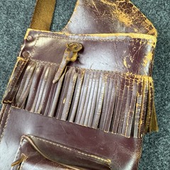 Vintage Leather Archery Arrow Quiver Brown Hip Belt Quiver Fringe Zipper Pocket