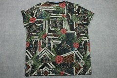 Adidas Shirt Womens XL Black Trefoil Logo Floral Geo Print Graphic Tee