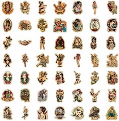 50pcs Retro Tattoo Girls Vintage Style Sticker Pack for Decoration Laptop Home