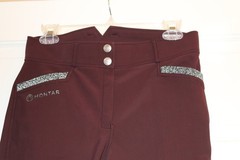 Montar Breeches Full Seat Grip Size Eur 38 Plum Burgundy Bling Accent Dressage